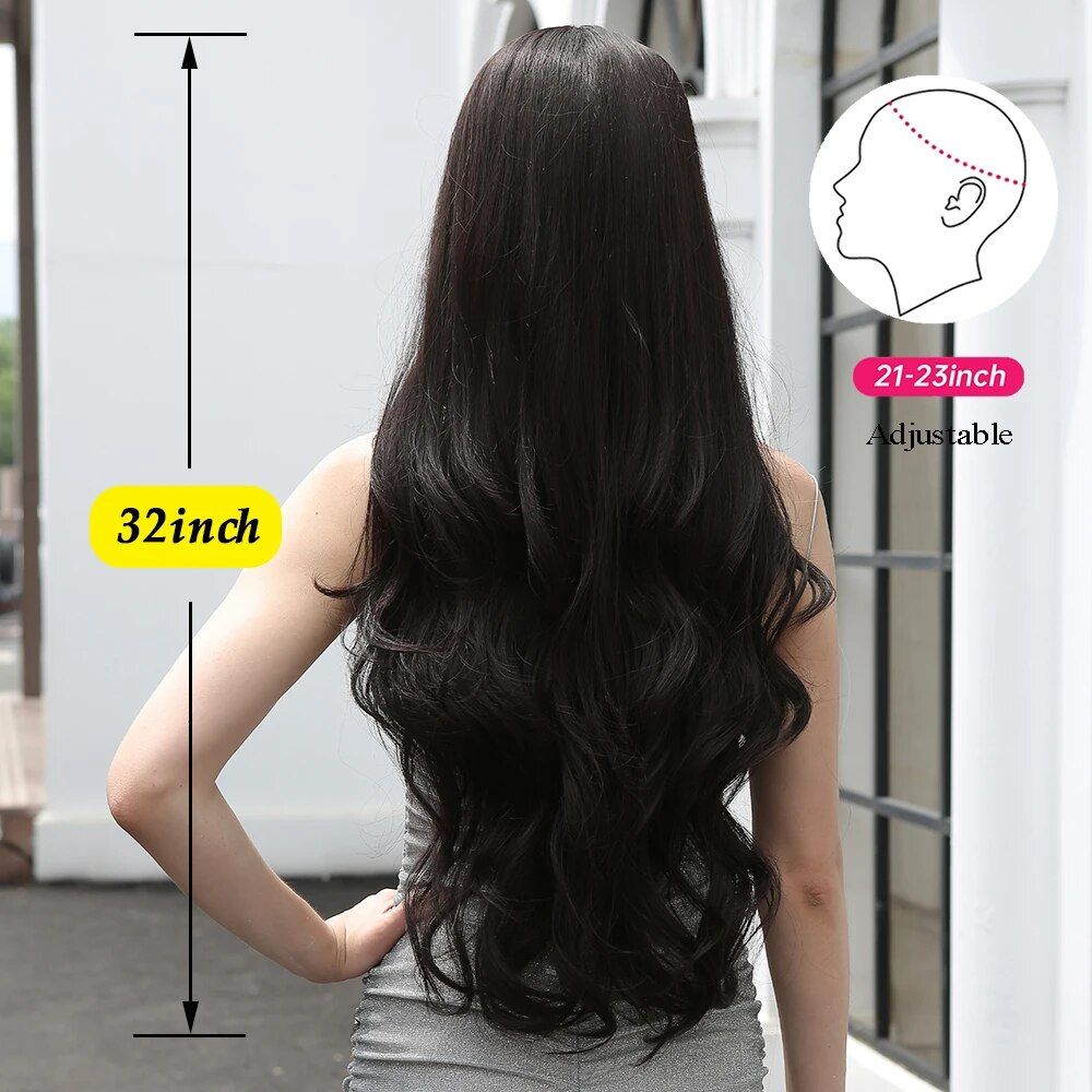 Breathable Long Curly Wigs with Bangs - Ideal for Cancer Patients and Fashion Enthusiasts Black as picture