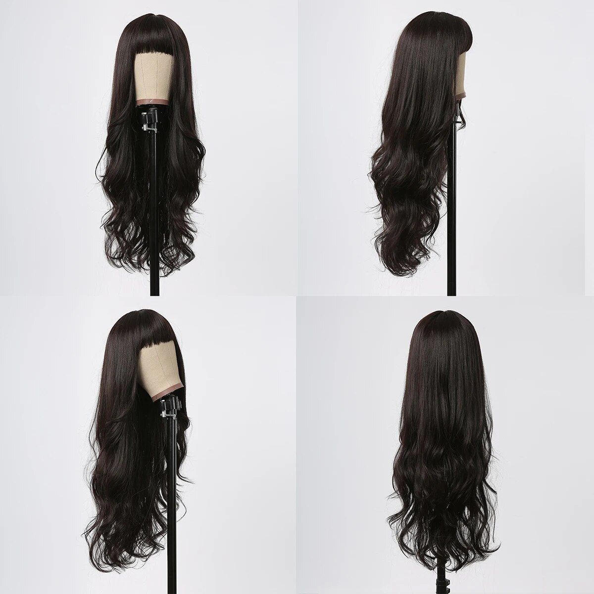 Breathable Long Curly Wigs with Bangs - Ideal for Cancer Patients and Fashion Enthusiasts Black as picture