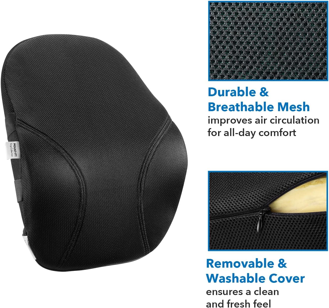 Cozy Orthopedic Back Rest Seat Cushion Ergonomic Memory Foam Lumbar Support for Back Pain Relief Office Chair and Car