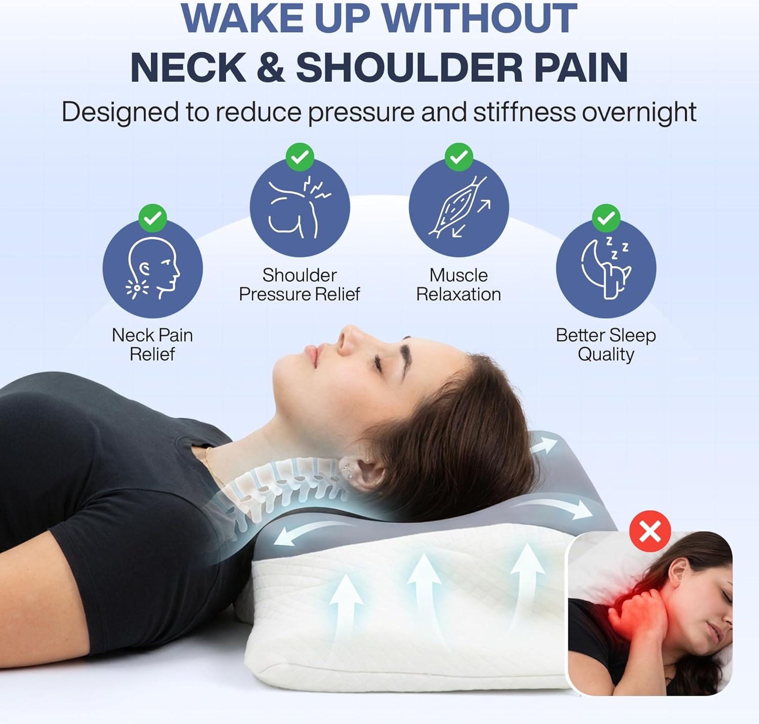 Butterfly Cervical Pillow Memory Foam Neck Support Pillow Orthopedic Contour Pillow for Neck Pain Relief and Better Sleep