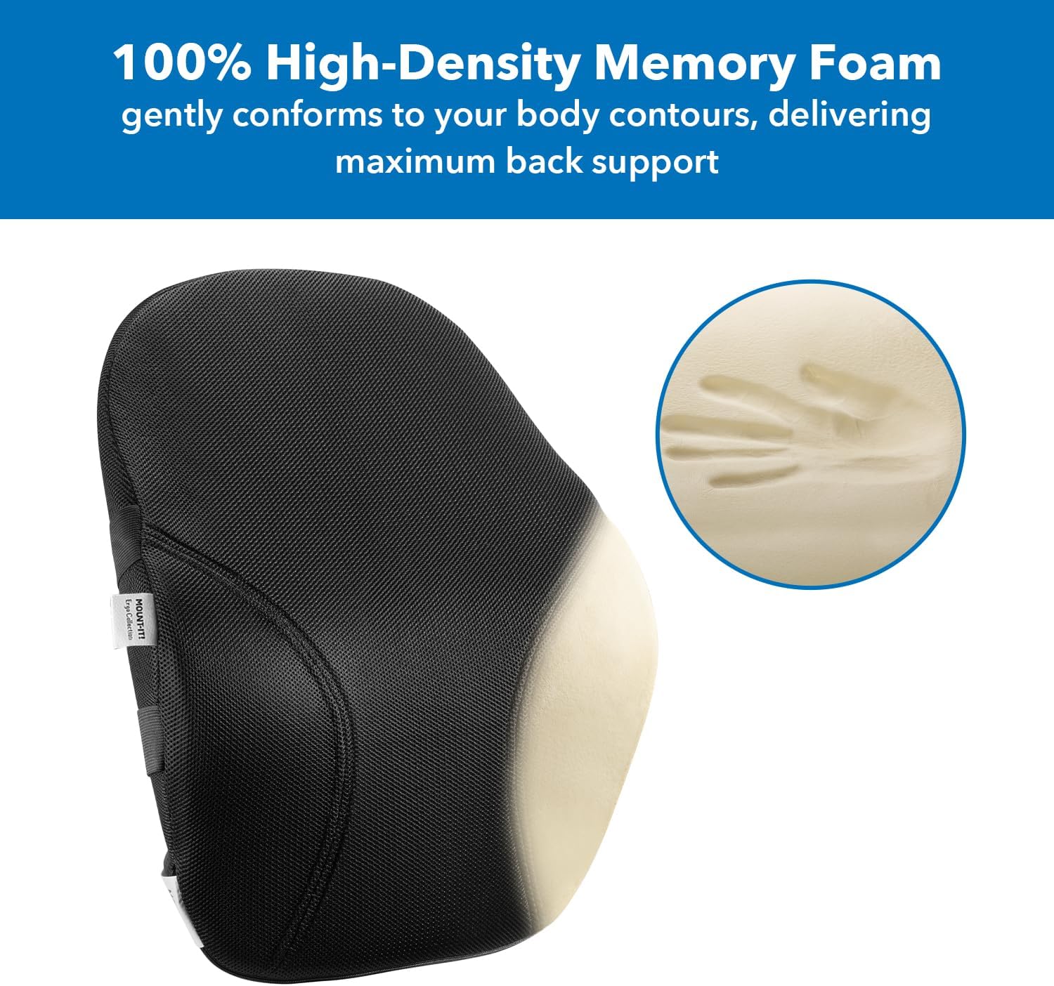 Cozy Orthopedic Back Rest Seat Cushion Ergonomic Memory Foam Lumbar Support for Back Pain Relief Office Chair and Car
