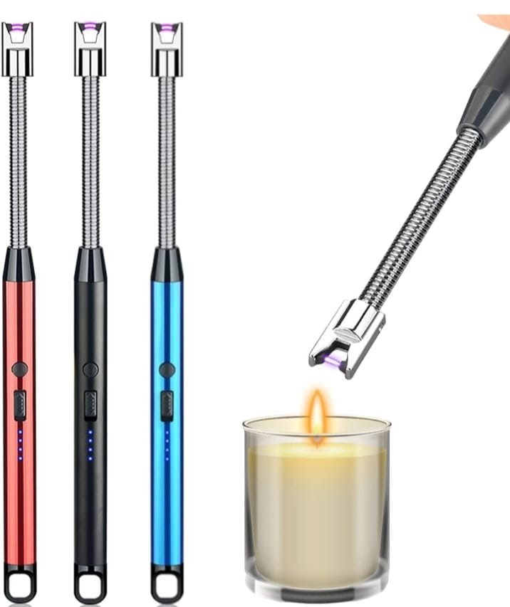 Rechargeable Electric Arc Lighter with 360° Flexible Neck – Windproof Plasma USB Lighter for Candles, BBQ, and Gas Stoves