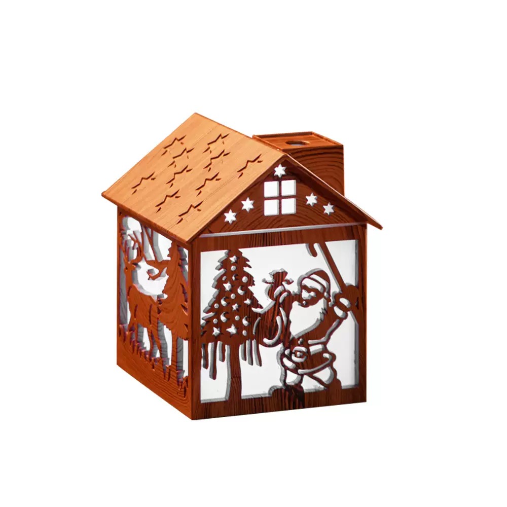New Chinese-style wooden house humidifier with colorful changing lights. Suitable for home use, dormitory, bedside table. A large mist spray for refreshing and moisturizing the skin.