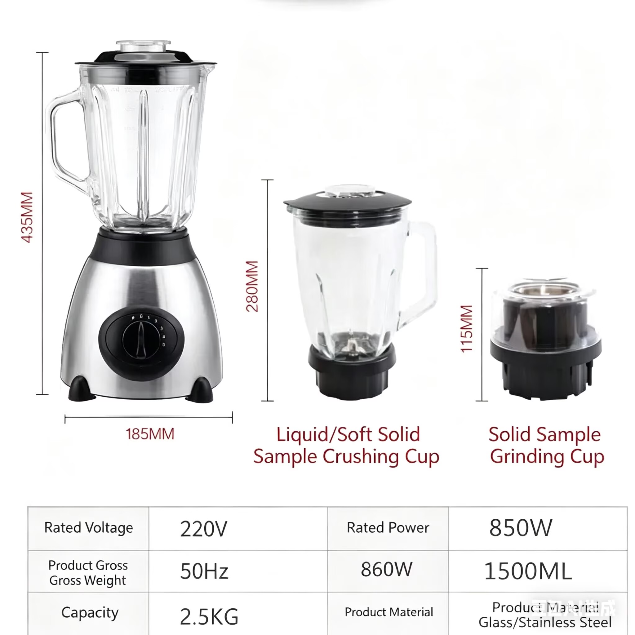 1.5L 2 In 1 Motor Stainless Steel Blender  Quality With Grinder  blender