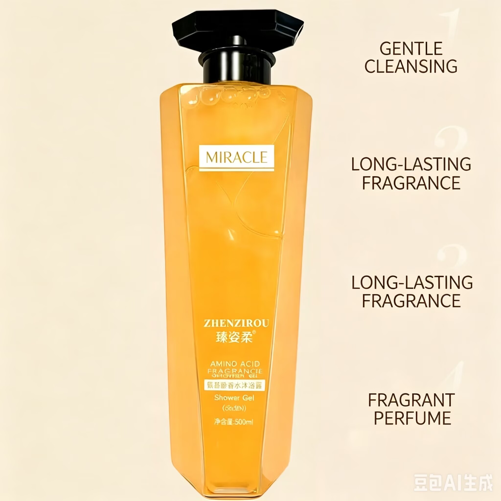 TikTok popular influencer's favorite Zhenzi Ruo body wash and perfume type cleansing and long-lasting fragrance shower bath lotion, 500ml
