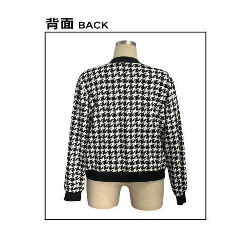 Women's Zip Front Plaid Print Long Sleeve Stand Collar Casual Jacket