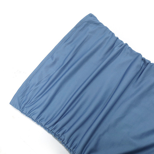 Women Summer Elegant Strapless Tube Midi Bodycon Dresses Irregular Ruffle Tassel Party Dress