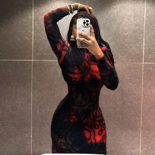 Sexy Elegant Party Dress for Women Long Sleeve Wedding Guest Cocktail Formal Dressy Sheath