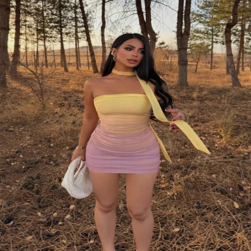 Women's 2026 Ombre Tube Mini Dress Strapless Backless Party Club Short Ruched Bodycon Dresses