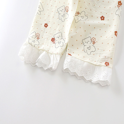 Girls Pajamas Set Long Sleeve Top and Pant Girls Peter Pan Collar Sleepwear 2-Piece