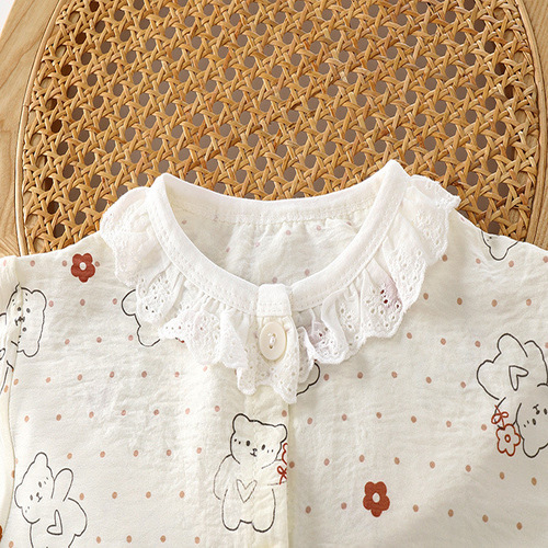 Girls Pajamas Set Long Sleeve Top and Pant Girls Peter Pan Collar Sleepwear 2-Piece