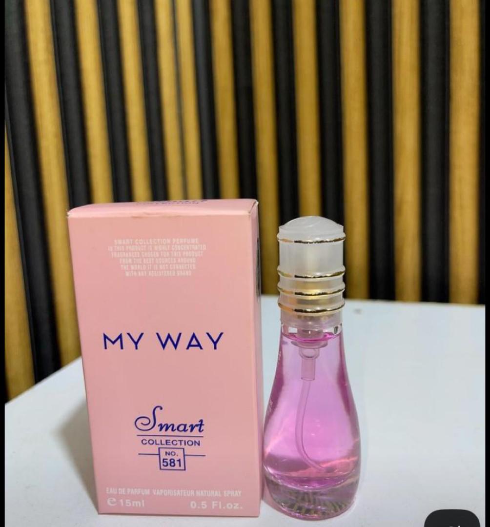 *My Way No. 581 by Smart Collection* is a 15ml Eau de Parfum in a pink, curved glass bottle. A floral-fruity scent inspired by designer perfumes, it’s light, feminine, and fresh. Compact and affordabl