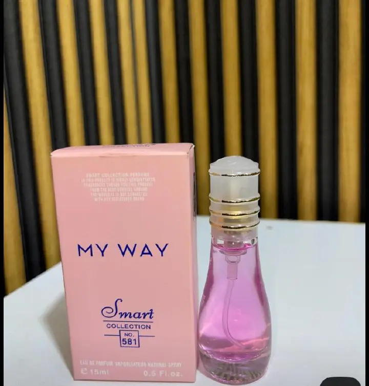 *My Way No. 581 by Smart Collection* is a 15ml Eau de Parfum in a pink, curved glass bottle. A floral-fruity scent inspired by designer perfumes, it’s light, feminine, and fresh. Compact and affordabl