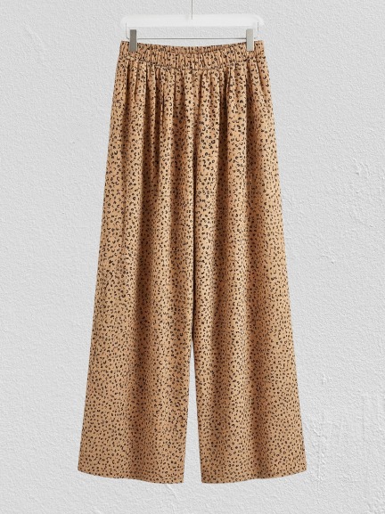 Women High Waist Wide Leg Palazzo Pants – Loose Fit Casual Printed Trousers