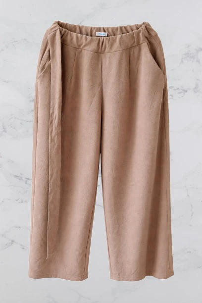 Women High Waist Wide Leg Palazzo Pants – Loose Fit Casual Office Trousers (Beige)