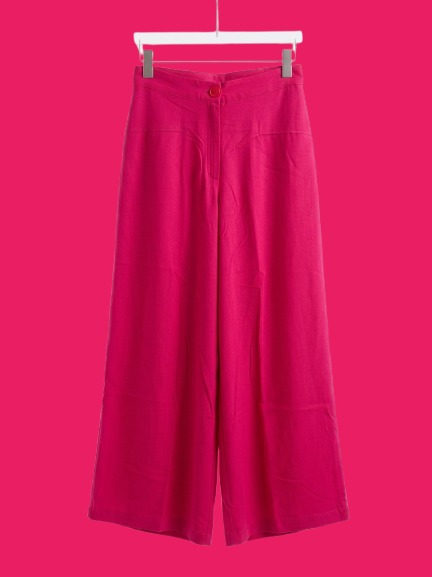 Women High Waist Wide Leg Palazzo Pants – Casual Loose Fit Elegant Long Trousers (Pink)
