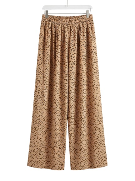 Women High Waist Wide Leg Palazzo Pants – Loose Fit Casual Printed Trousers