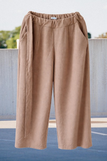 Women High Waist Wide Leg Palazzo Pants – Loose Fit Casual Office Trousers (Beige)