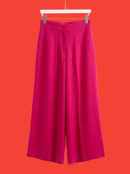 Women High Waist Wide Leg Palazzo Pants – Casual Loose Fit Elegant Long Trousers (Pink)