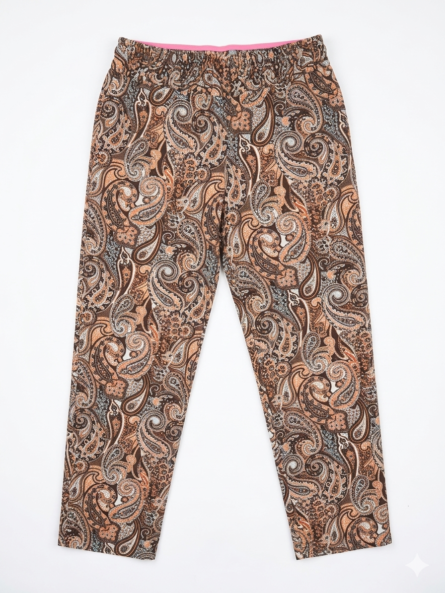 Women’s High Waist Paisley Palazzo Pants – Soft Stretch Wide Leg Trousers Casual & Elegant