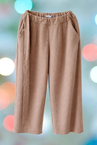 Women High Waist Wide Leg Palazzo Pants – Loose Fit Casual Office Trousers (Beige)