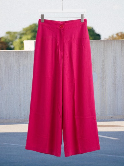 Women High Waist Wide Leg Palazzo Pants – Casual Loose Fit Elegant Long Trousers (Pink)