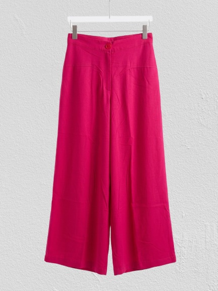 Women High Waist Wide Leg Palazzo Pants – Casual Loose Fit Elegant Long Trousers (Pink)