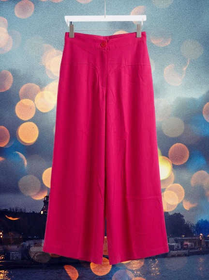 Women High Waist Wide Leg Palazzo Pants – Casual Loose Fit Elegant Long Trousers (Pink)