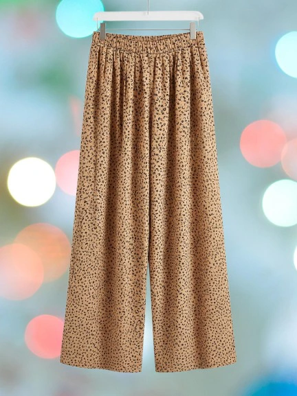 Women High Waist Wide Leg Palazzo Pants – Loose Fit Casual Printed Trousers