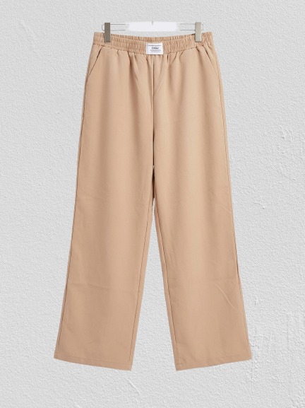 Women High Waist Elastic Waist Wide Leg Trousers – Casual Loose Fit Comfortable Long Pants (Khaki)