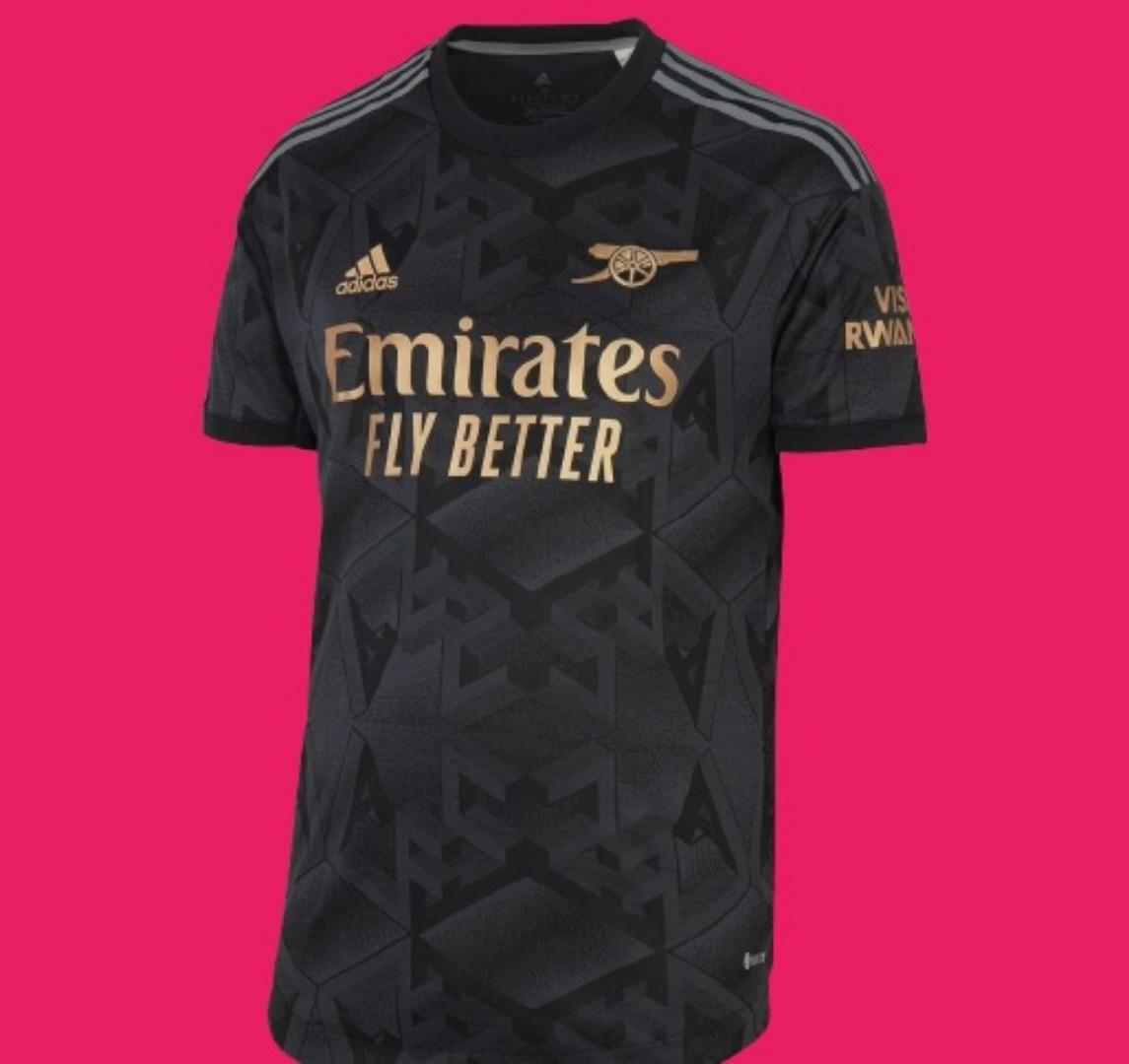 Arsenal Away Jersey 2022/2023 Premium Black & Gold Football Shirt – High-Quality AFC Geometric Pattern Luxury Soccer Jersey