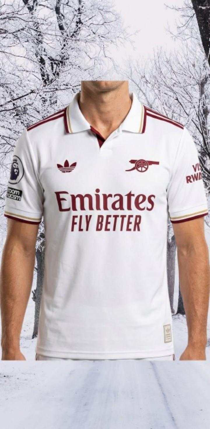 ​Arsenal Away Jersey 2025/2026 Premium White & Maroon Polo Football Shirt – High-Quality Retro Edition Soccer Jersey