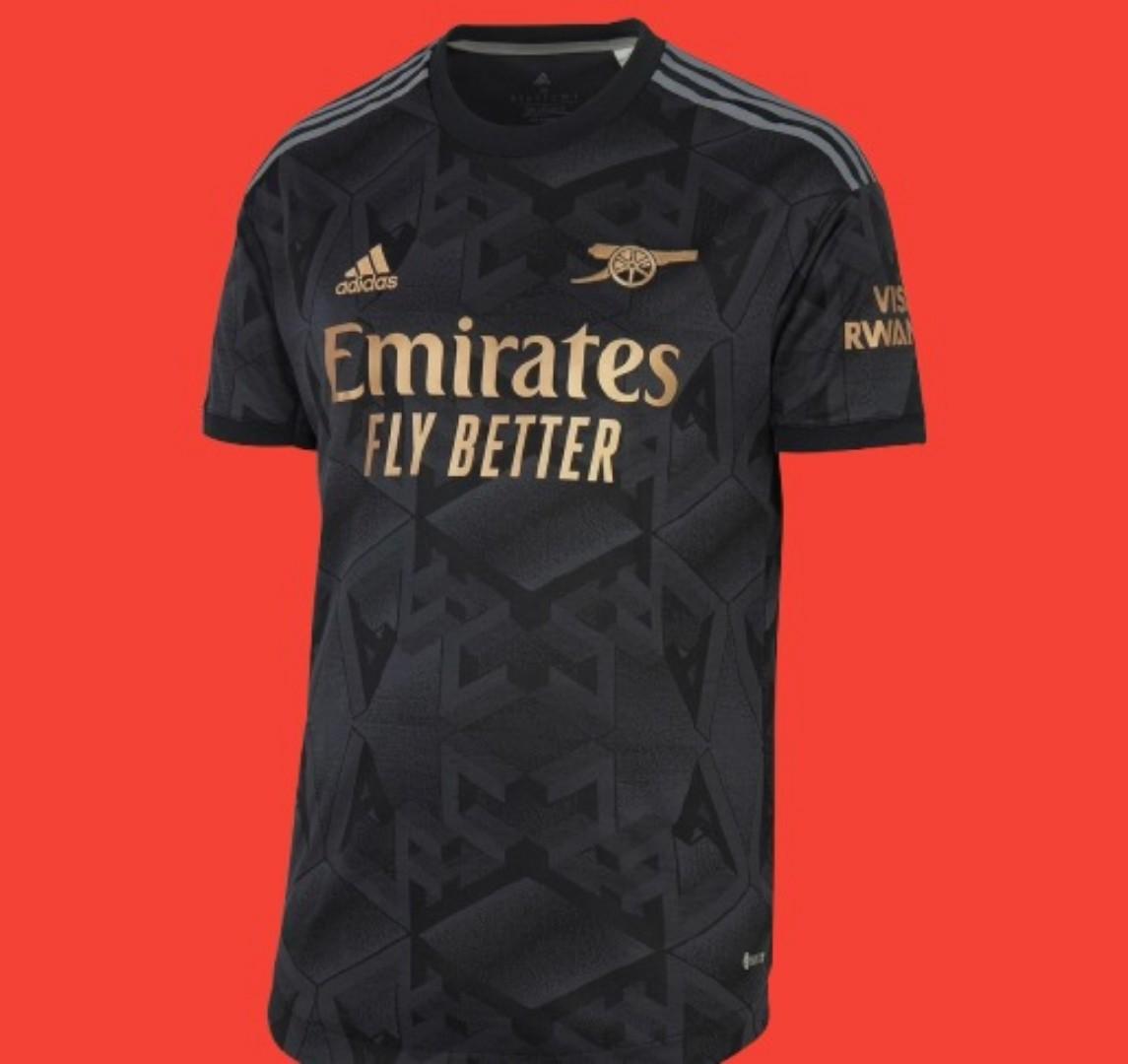 Arsenal Away Jersey 2022/2023 Premium Black & Gold Football Shirt – High-Quality AFC Geometric Pattern Luxury Soccer Jersey