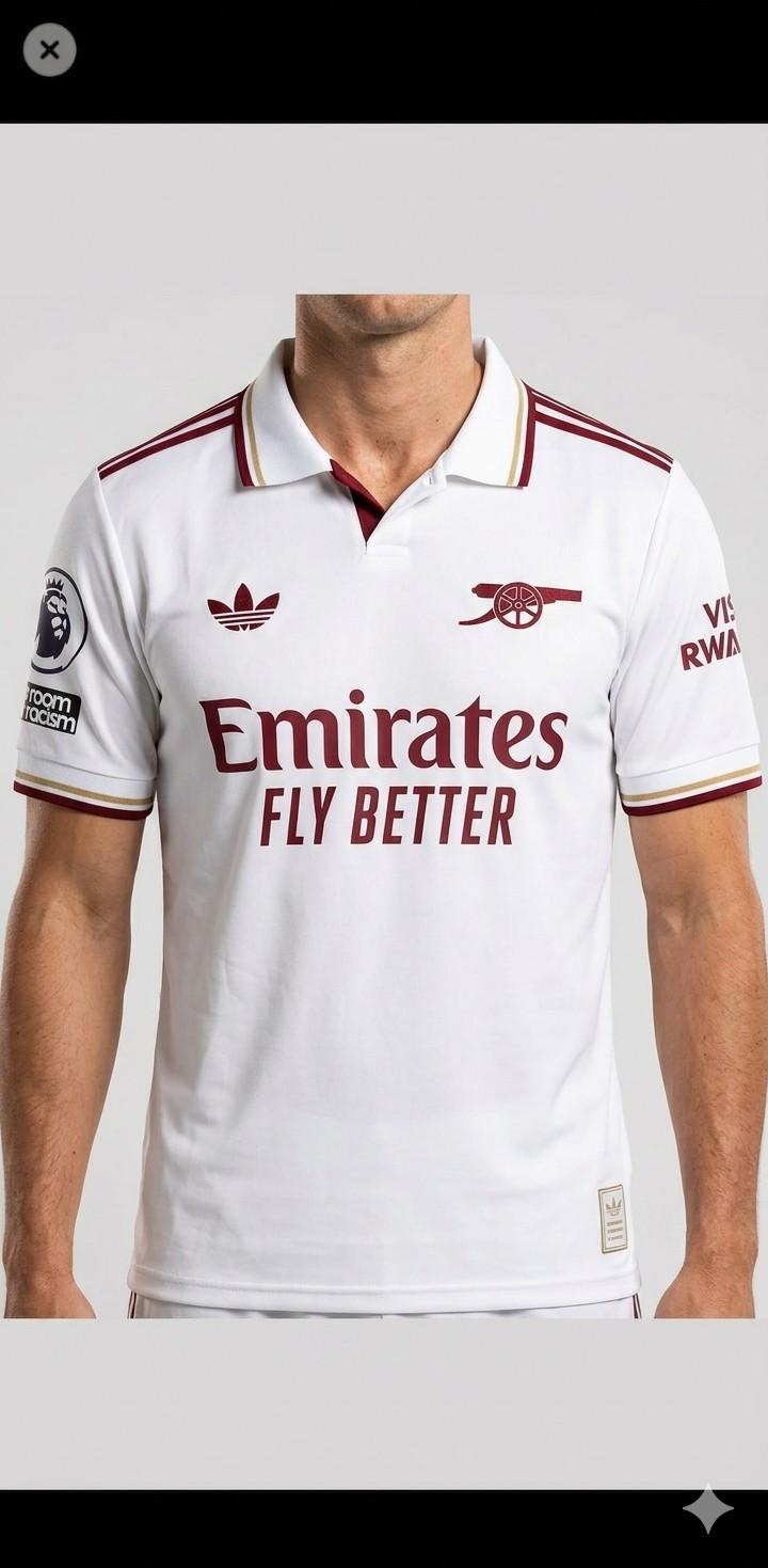 ​Arsenal Away Jersey 2025/2026 Premium White & Maroon Polo Football Shirt – High-Quality Retro Edition Soccer Jersey