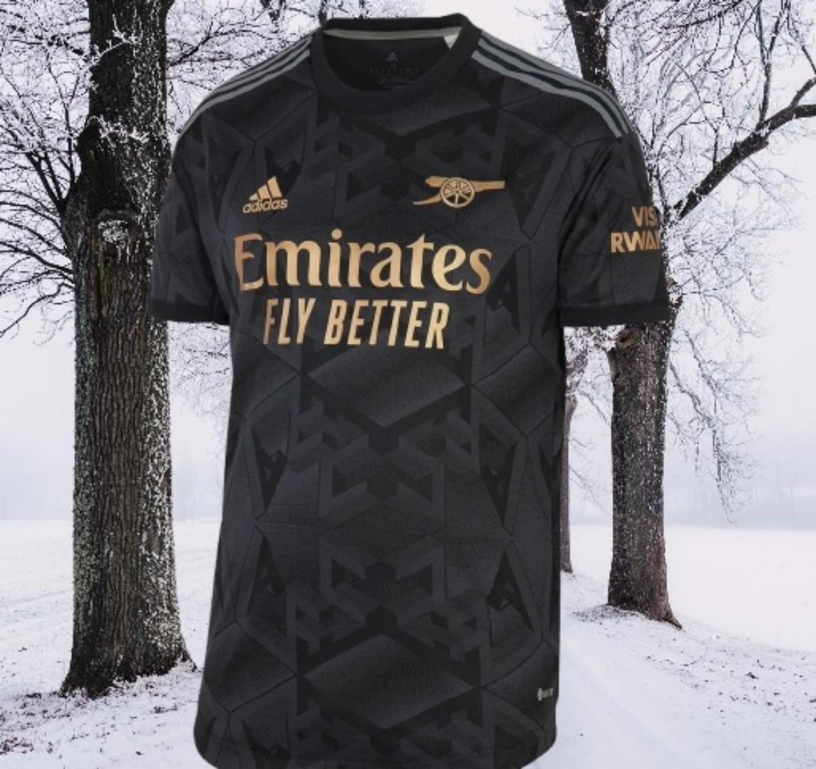 Arsenal Away Jersey 2022/2023 Premium Black & Gold Football Shirt – High-Quality AFC Geometric Pattern Luxury Soccer Jersey