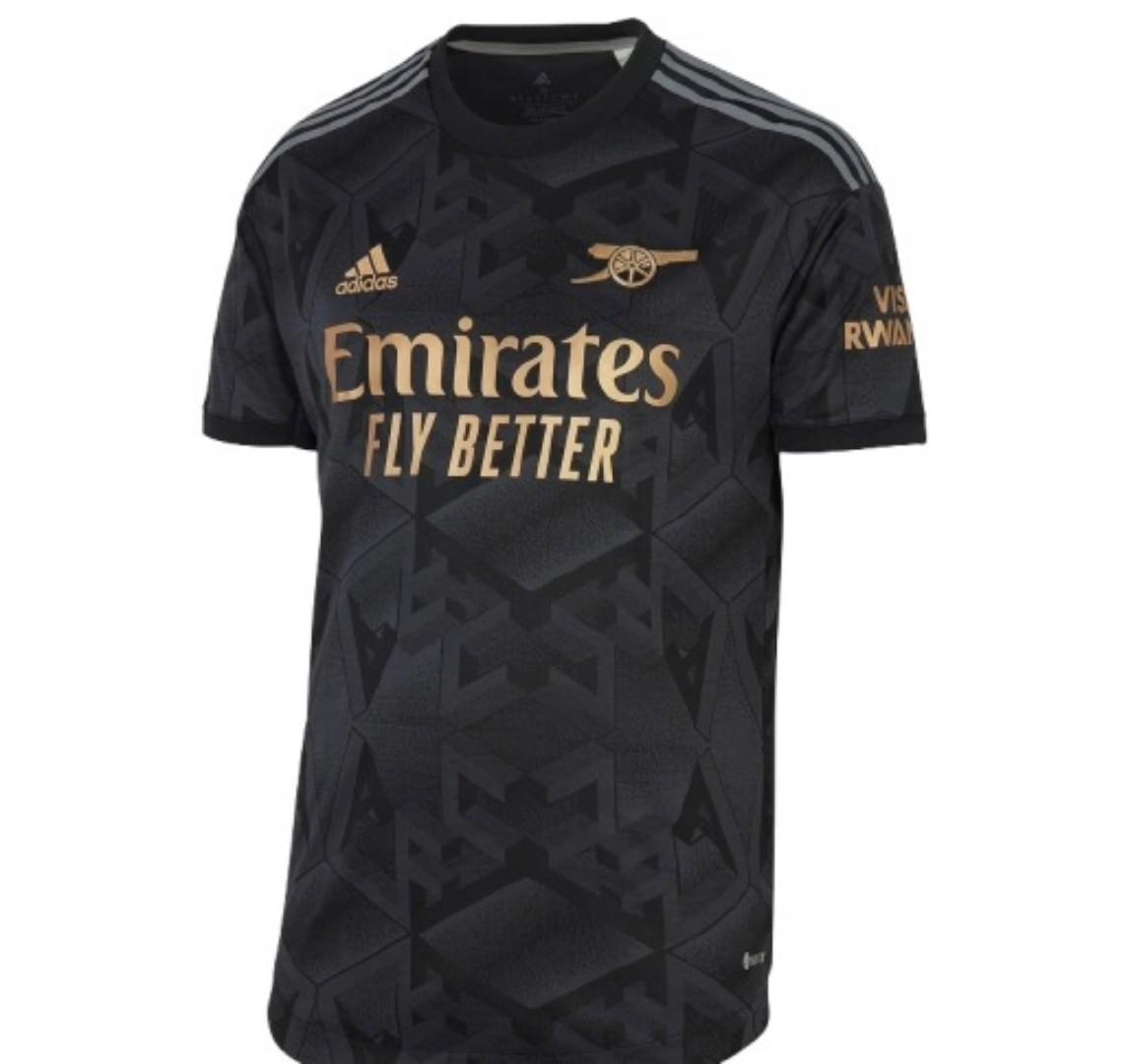 Arsenal Away Jersey 2022/2023 Premium Black & Gold Football Shirt – High-Quality AFC Geometric Pattern Luxury Soccer Jersey