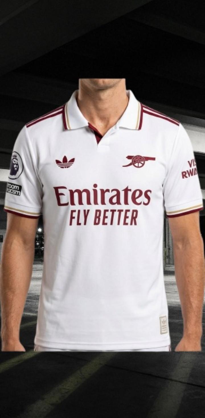 ​Arsenal Away Jersey 2025/2026 Premium White & Maroon Polo Football Shirt – High-Quality Retro Edition Soccer Jersey