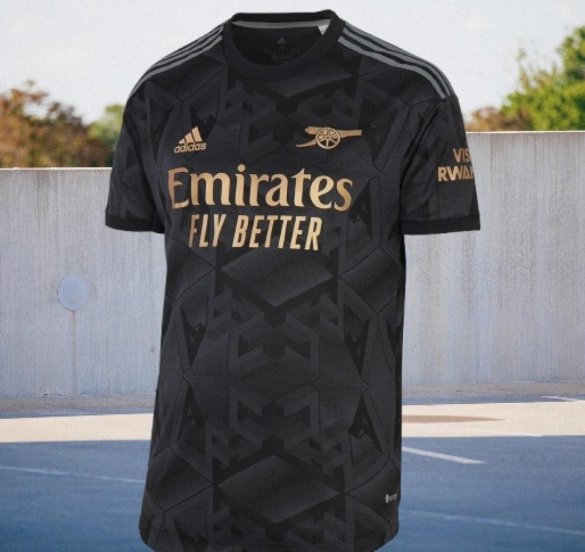 Arsenal Away Jersey 2022/2023 Premium Black & Gold Football Shirt – High-Quality AFC Geometric Pattern Luxury Soccer Jersey