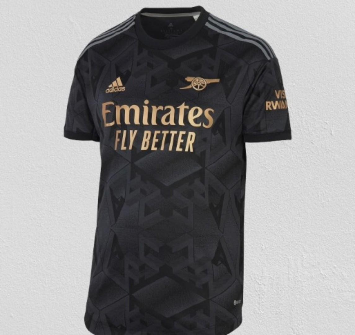 Arsenal Away Jersey 2022/2023 Premium Black & Gold Football Shirt – High-Quality AFC Geometric Pattern Luxury Soccer Jersey