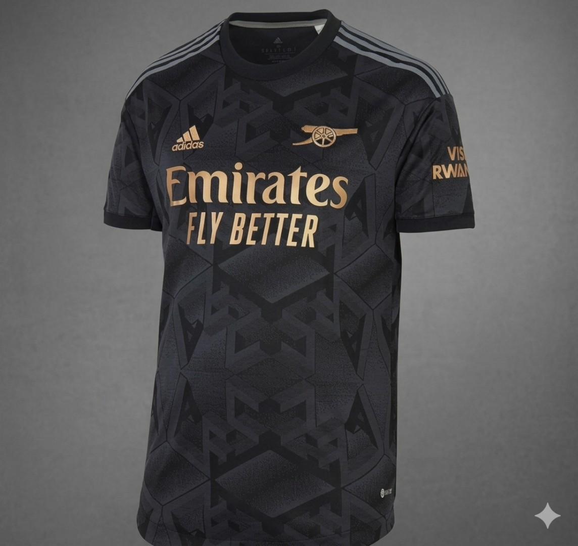Arsenal Away Jersey 2022/2023 Premium Black & Gold Football Shirt – High-Quality AFC Geometric Pattern Luxury Soccer Jersey