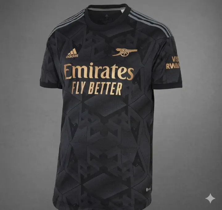 Arsenal Away Jersey 2022/2023 Premium Black & Gold Football Shirt – High-Quality AFC Geometric Pattern Luxury Soccer Jersey