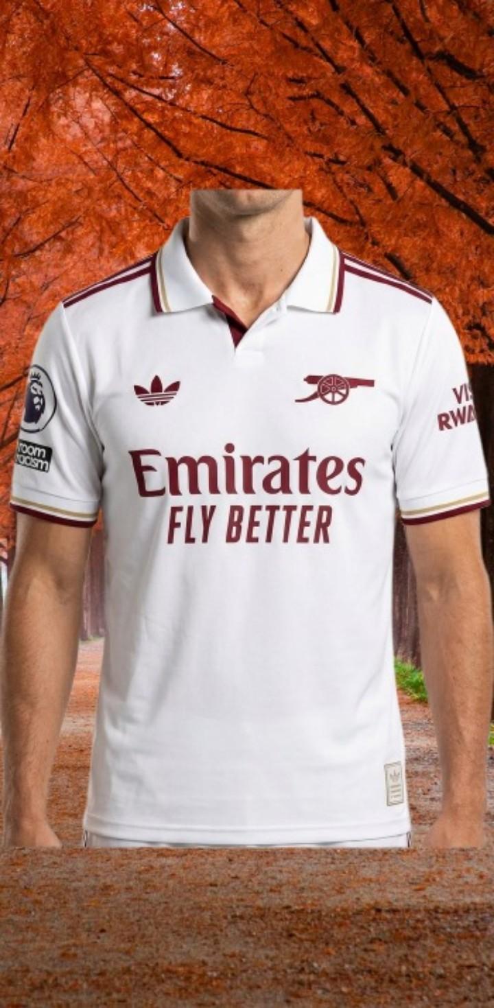 ​Arsenal Away Jersey 2025/2026 Premium White & Maroon Polo Football Shirt – High-Quality Retro Edition Soccer Jersey