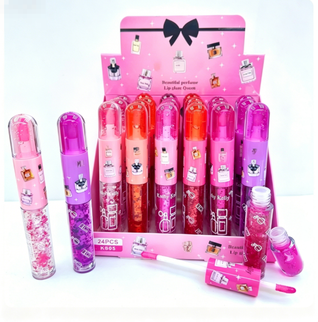 Double-headed glossy lip balm, mirror-like hydrating lip gloss, long-lasting cute cartoon lip color, suitable for girls and women to use