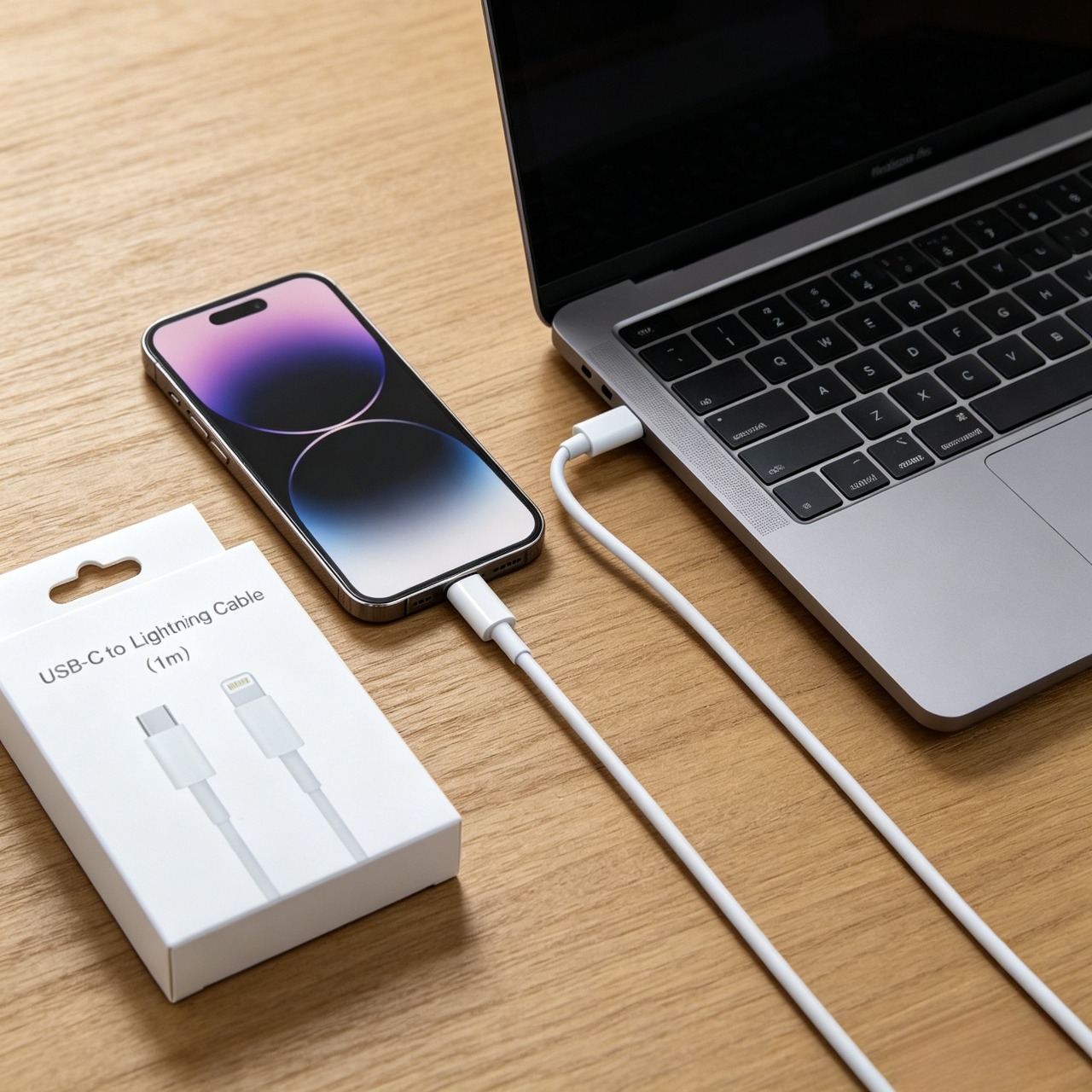USB-C to Lightning Cable (1m) Fast Charging Data Sync Lead super durable also tested for iPhone 14 13 12 11 Pro Max X XS XR 8 7 6 Plus iPad - White