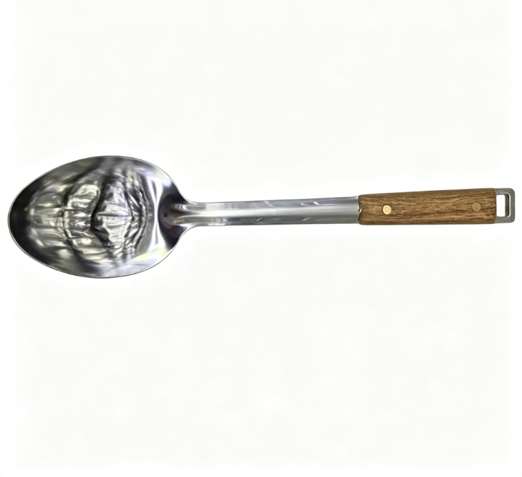 Luxury Golden Titanium Plated Soup Ladle Set Long Wooden Handle Large Gold Serving Spoons Durable Dishwasher Safe Kitchen Utensils