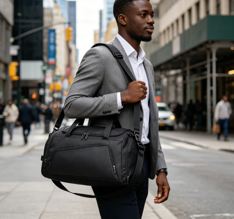 Unisex Large Sports Gym Bag Travel Duffel Bag Wet Dry Separation Luggage Weekend Overnight Bag Black