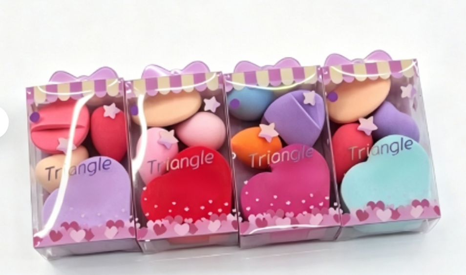 4Pcs Dual Purpose Makeup Sponge & Powder Puff Set Soft Flawless Face Blender Thickened Cosmetic Puff With Clear Box