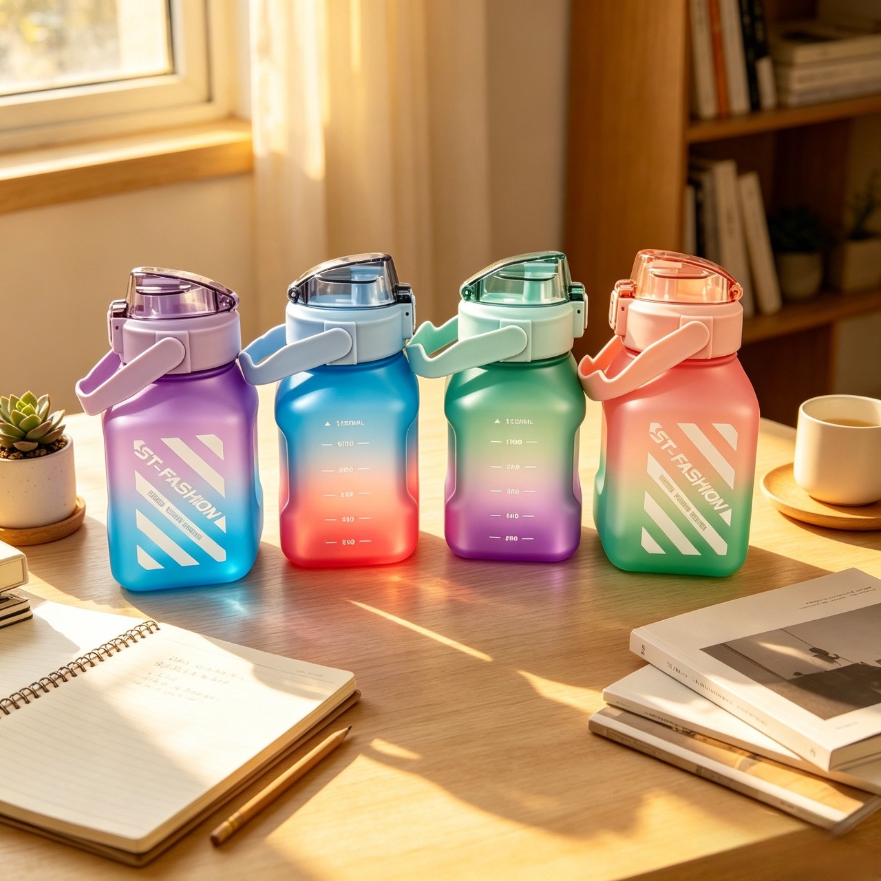 New 3PCS Set Water Bottles 3-in-1 Stanley Style Travel Mugs with Straw & Leakproof Lid Car Cup Macaron Bottle Sport Bottle Ice Bar Cup Plastic Sports Mug Large Capacity Frosted Water Bottle Coffee Cup