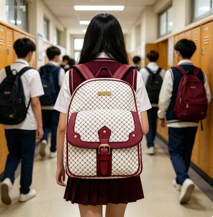 A fashionable backpack suitable for girls, a PU leather schoolbag for ladies, durable and suitable for students, traveling, and business trips.