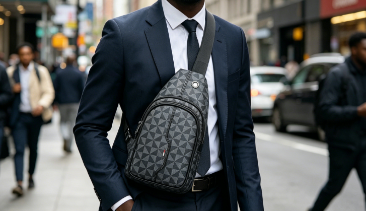 Fashion Chest Bag for Men Large Capacity Multifunctional Shoulder Crossbody Bag Casual Business Sling Bag Waist Pack Outdoor Hiking Travel Daily Bag Anti-friction waterproofing